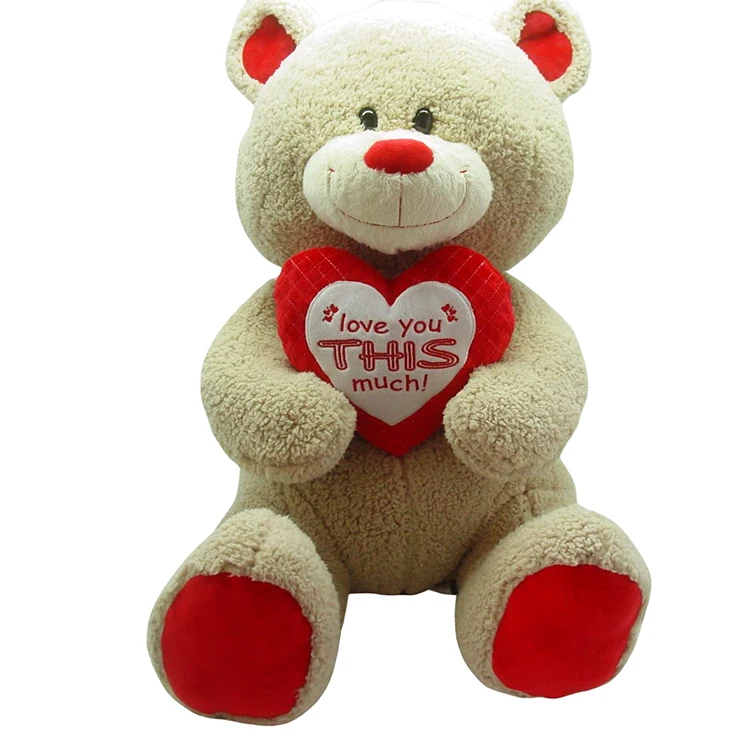 Lovely soft stuffed plush cute animal teddy bear with heart pillow for Valentine