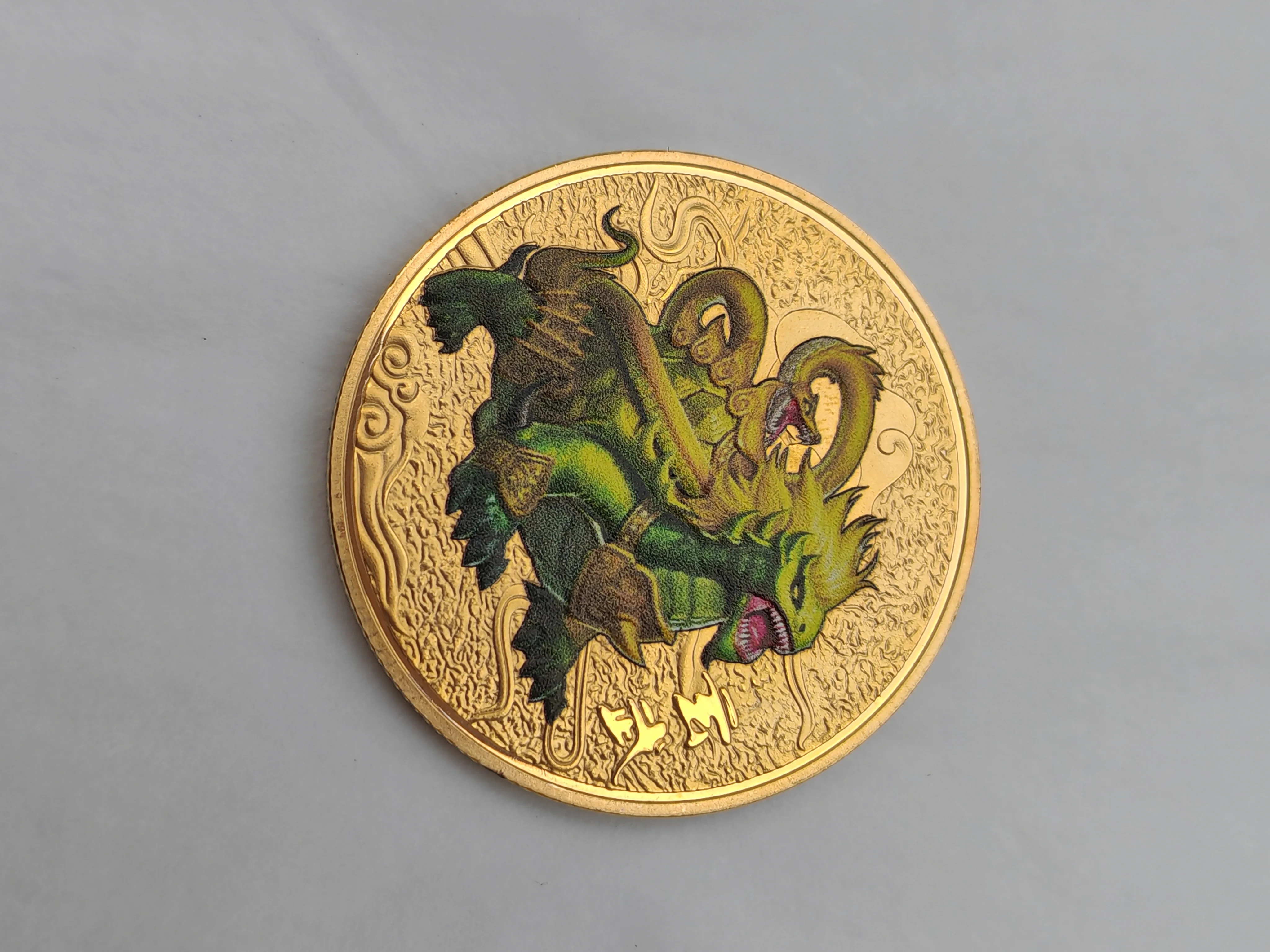 Four Chinese Mythical Beasts Gold Coins Blue Dragon White Tiger Black Tortoise Painted Commemorative Medallion Metal Crafts