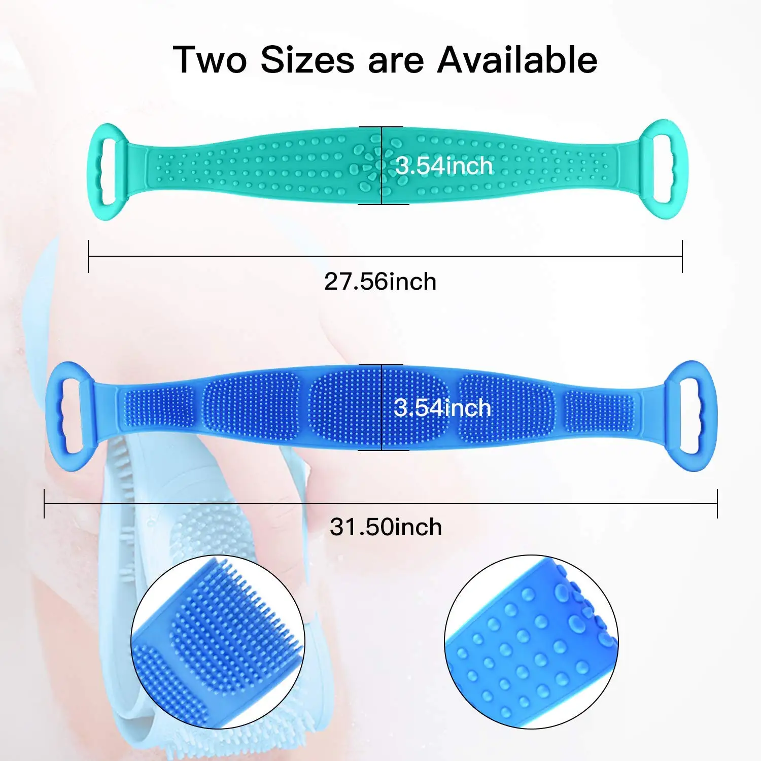 
Back Silicone Scrubber for Shower Rubbing bath belt bath shower body brush 