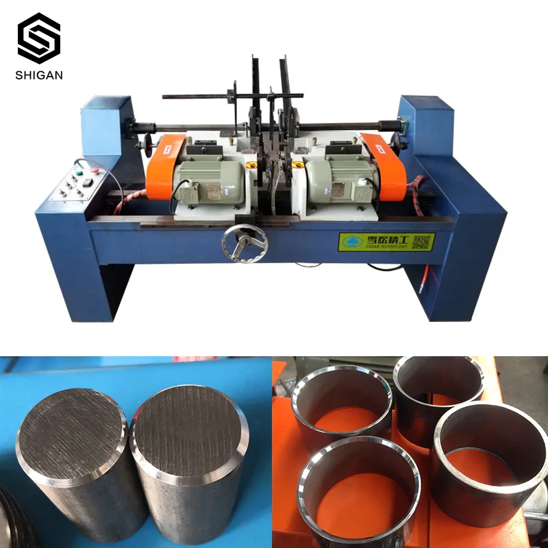 Automatic Pneumatic double head chamfering machine for round bar and metal pipe and iron tube and stainless steel pipe