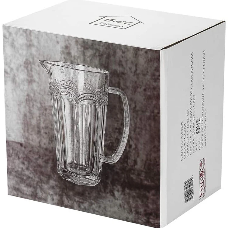 Glass drinking jug High quality 1L glass Jug glass Pitcher With Custom Logo