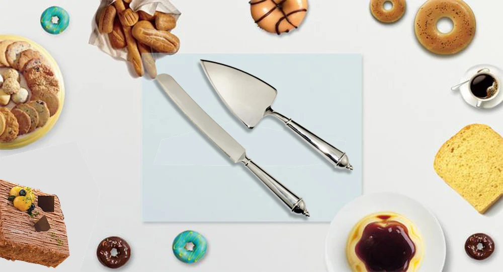 
wholesale custom metal pizza spatula pie pastry shovel serrated edge bread slicer decorating wedding cake server and knife sets 