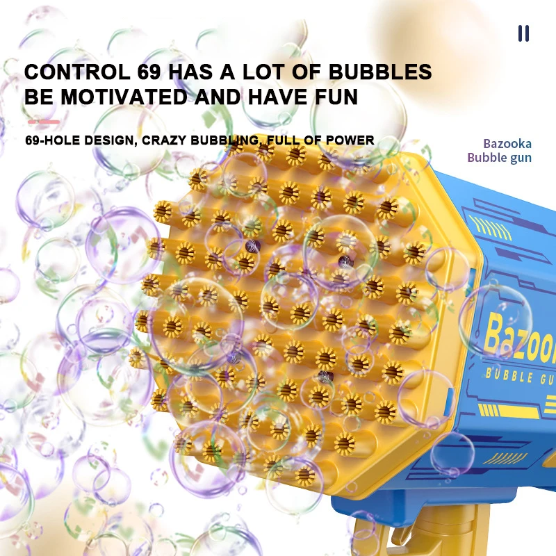 Rocket launcher Bubble gun New Gatling oversized 69-hole bubble electromechanical charging bubble blowing toy
