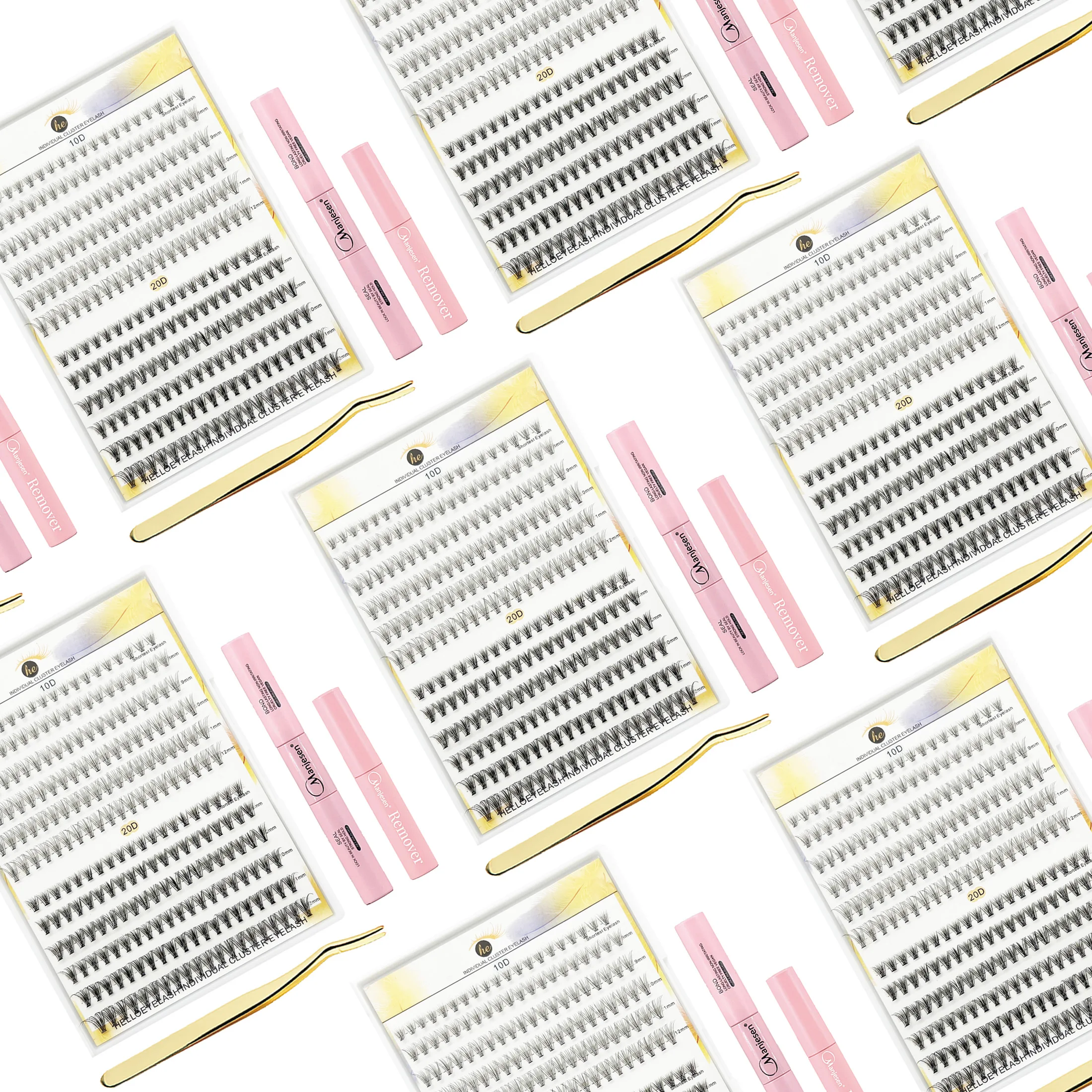 New Individual Wispy D Curl Segment Mink DIY Lash Clusters Eyelash Extension Trays Wholesale Private Label Cluster