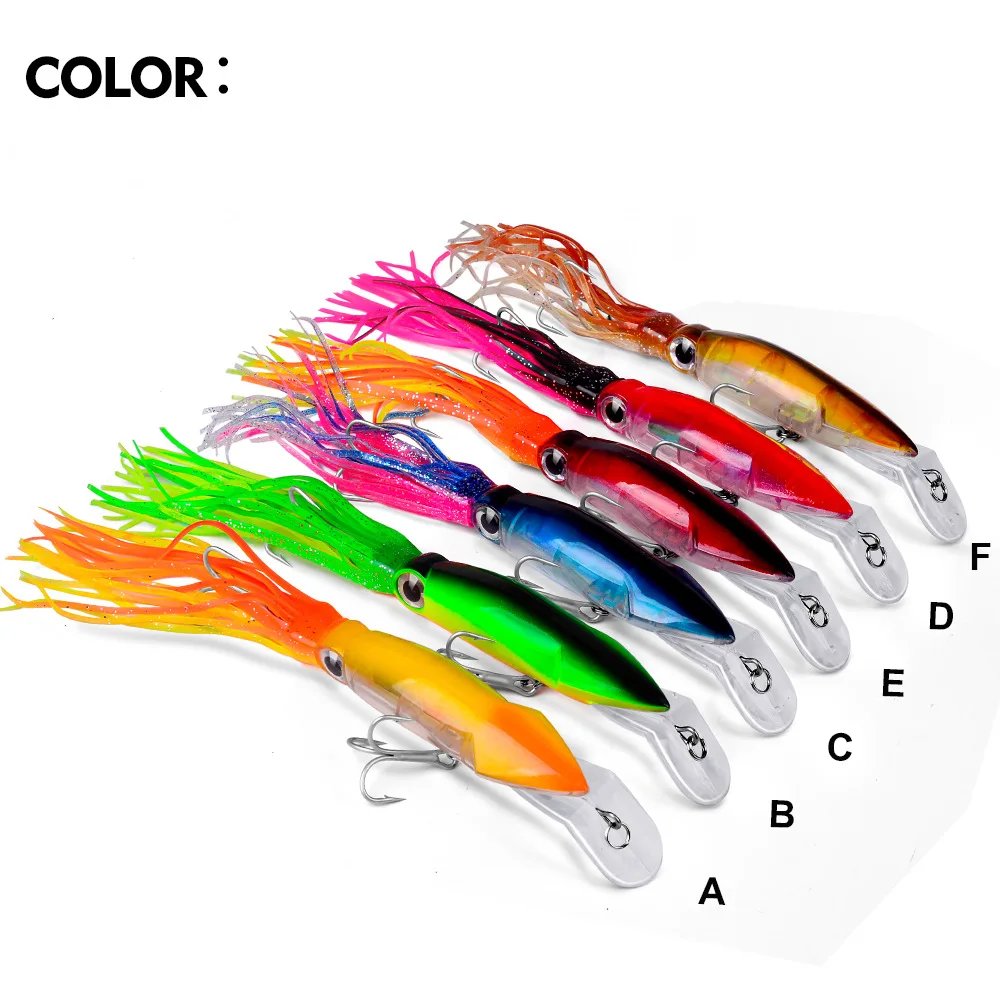 Outdoor freshwater and salt water Length 14cm, 40g, 1/0# hook squid soft bait  sea fishing lure
