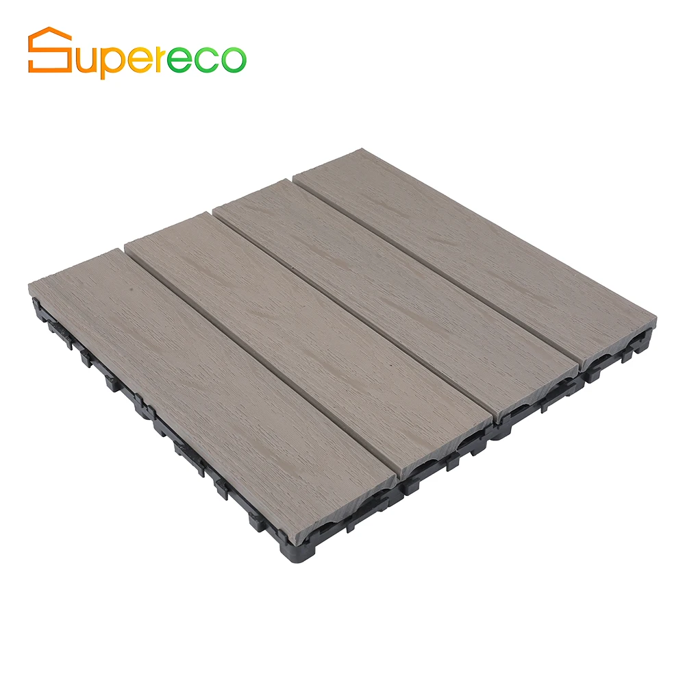 Balcony Terrace Card Buckle Together Balcony 300* 300 Mm Outdoor Wood Tile Diy Wpc Decking Composite Flooring