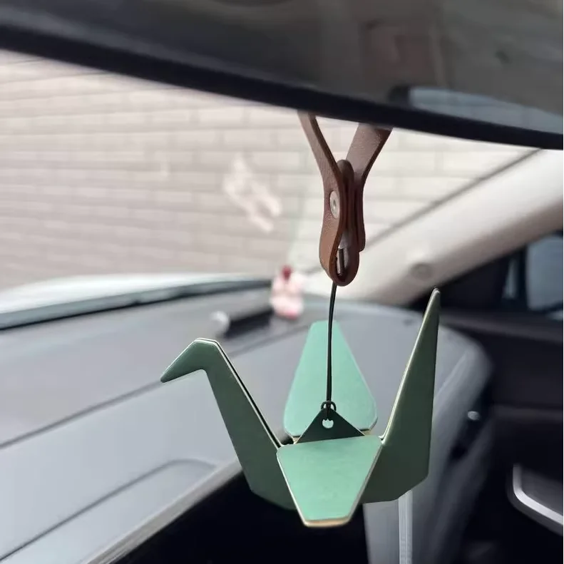 Hanging Car Air Freshener Paper Crane Car Mirror Decor Hanging Car Diffuser Air Freshener Hanging Decorations Auto Accessories