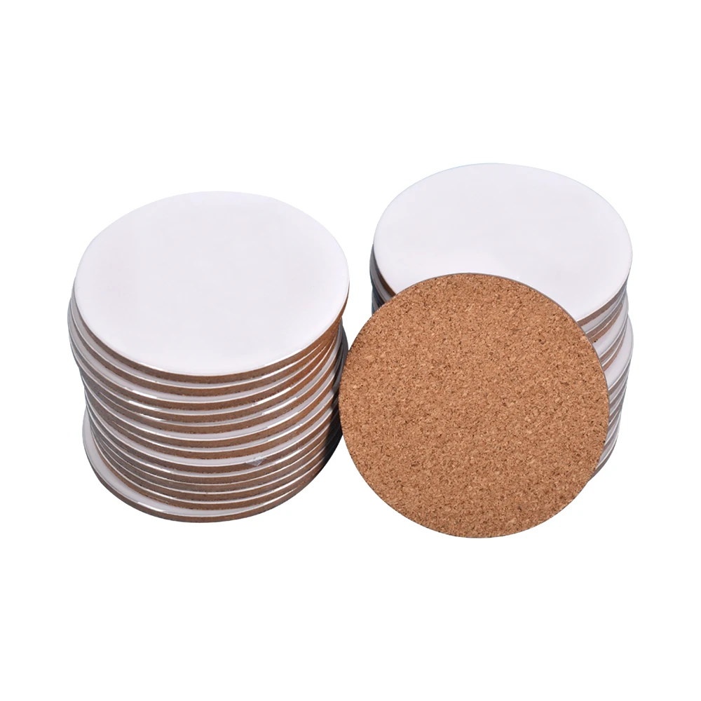Wholesale White Blank Sublimation MDF Custom Design 100mm Home Decoration Cup Cork Coasters For Drink