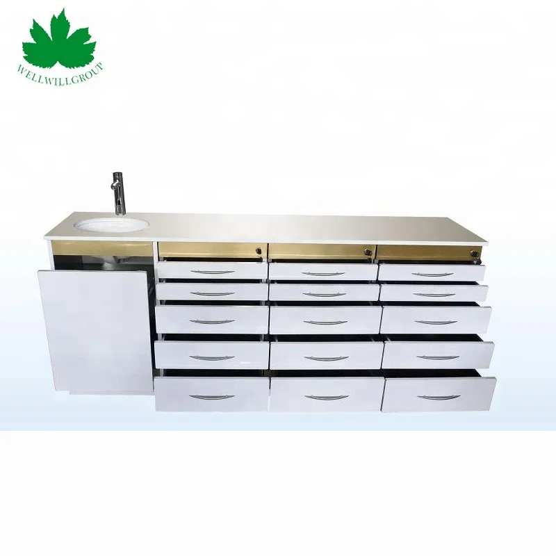 Quality Hospital Furniture Stainless Steel Medical Cabinet With Basin Sensor Faucet Ashbin