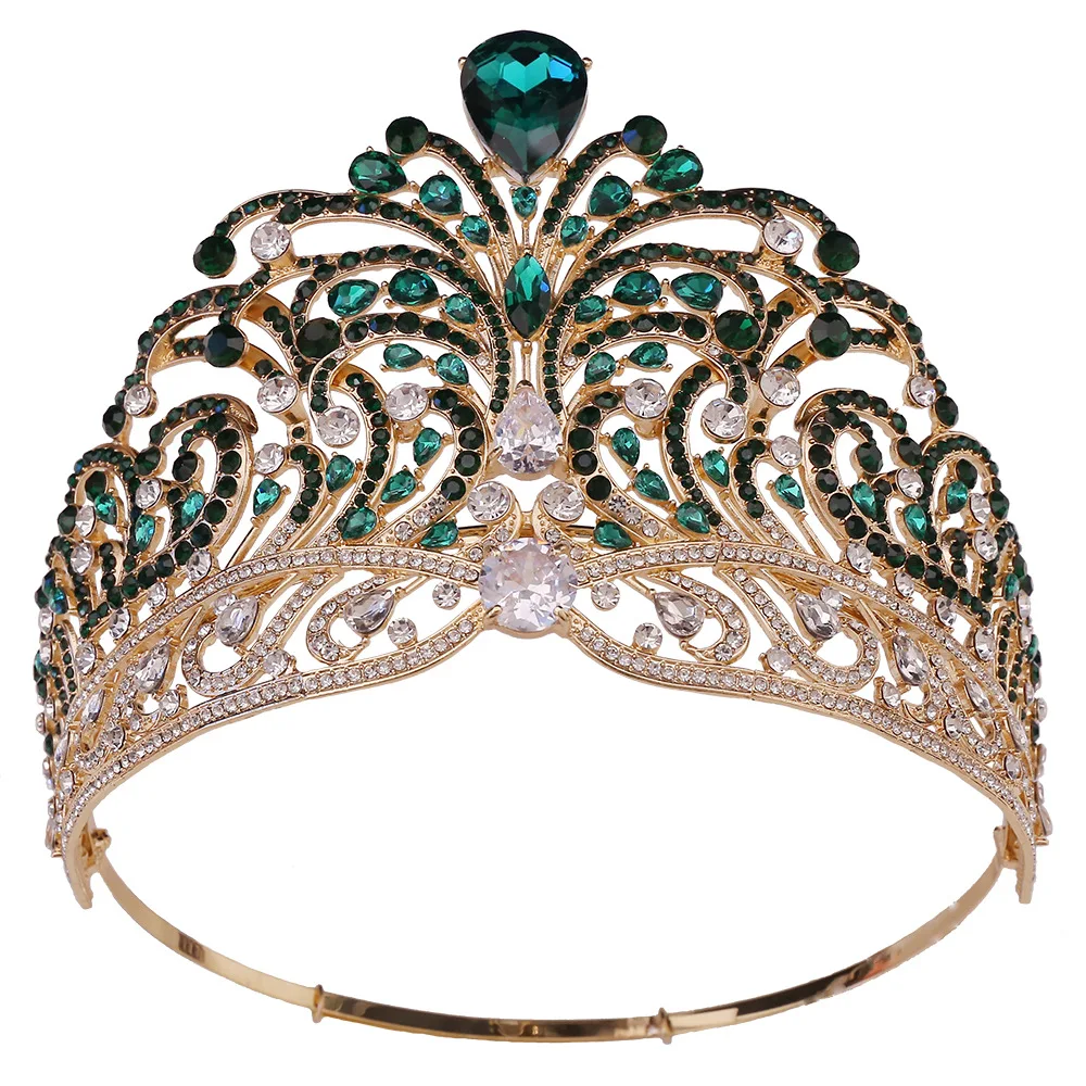 Wholesale Big Round Pageant Tiara Crowns Beauty Miss World Universe Tiara Pageant Zircon Crowns For Queens
