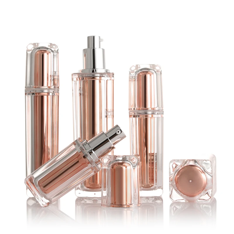 China manufacturer clear Gold lotion bottle skin care  30 ml serum bottle luxury crystal face serum packaging bottle