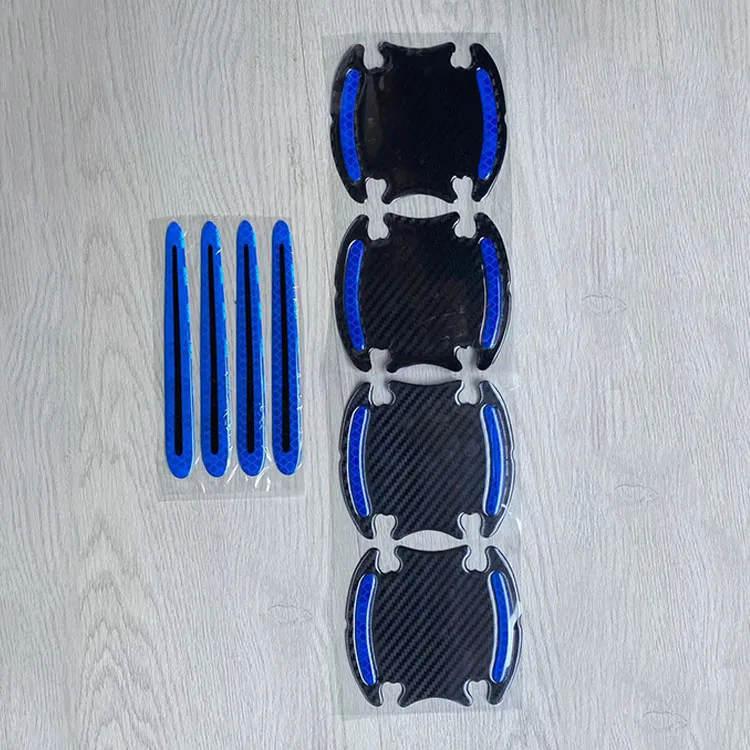 8pcs Car Door Handle Sticker Warning Mark Tape Reflective Safety Light Reflector Strip Anti-collision Decals