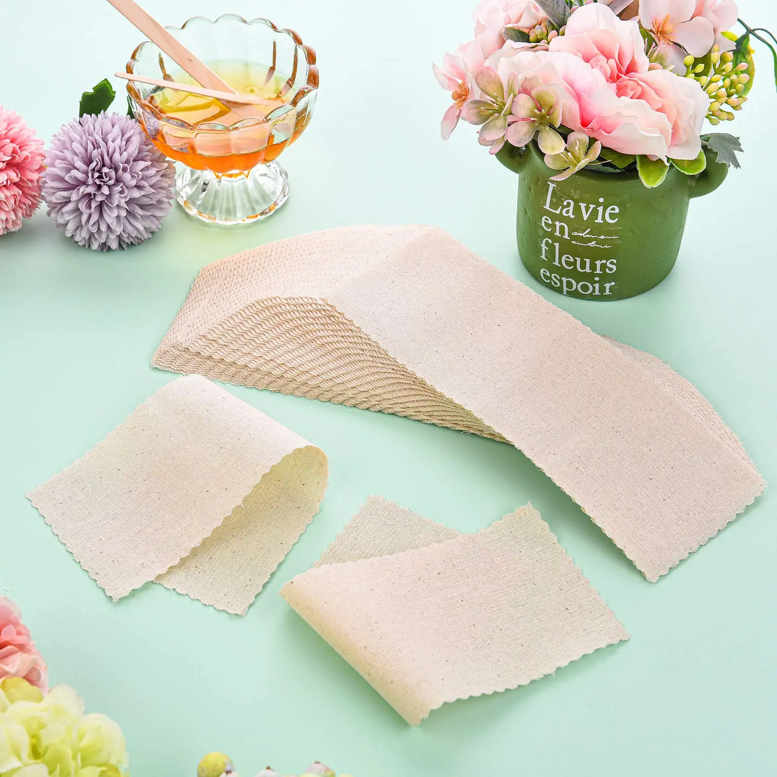 Wholesale 100pc Natural Muslin Epilating Strips 2.8 x 7.9 Inches Large Waxing Strips Hair Removal Paper for Body and Facial
