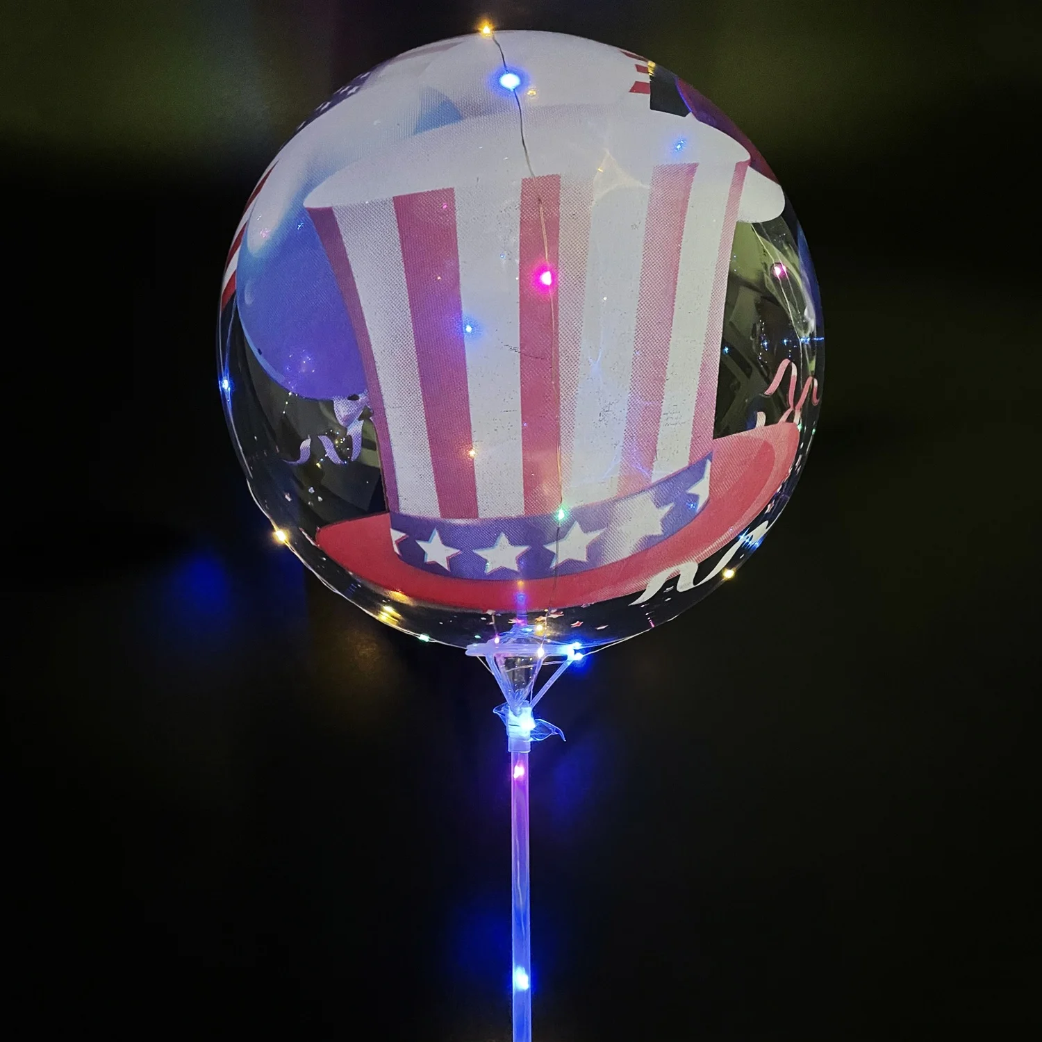 Helium Stuffing New Year Christmas Wedding Party Bubble Balloons Round Confetti Feather LED Light Up Bobo Balloons with Print