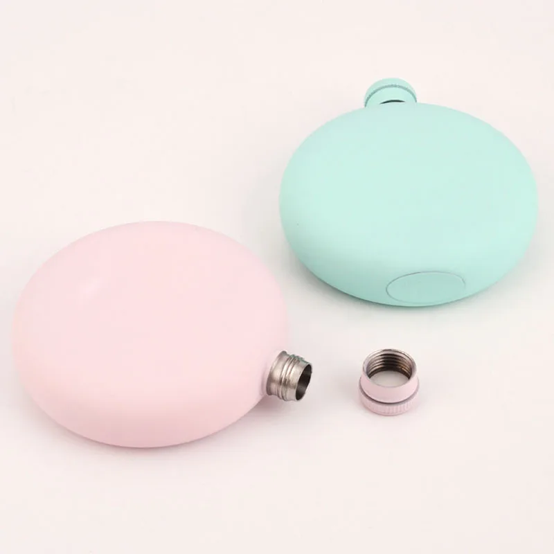 DYS011 Wholesale Stainless Steel Laser Welding Electroplating Hip Flask Painted 5oz Round Men