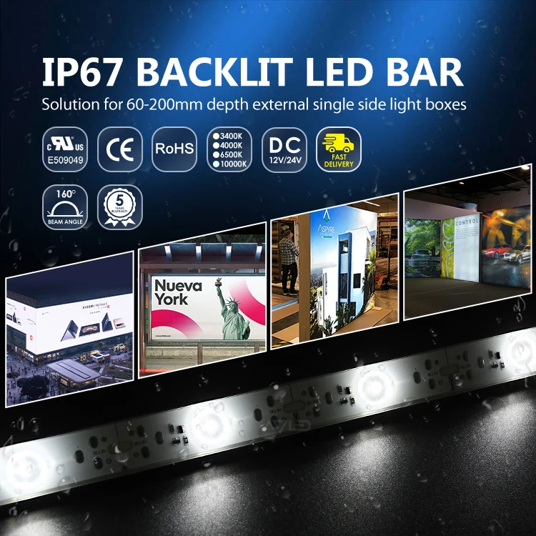 UL CE Rohs 3030 14leds/m Outdoor Light Source Led Back Lit Led Bar for Single side Lightbox