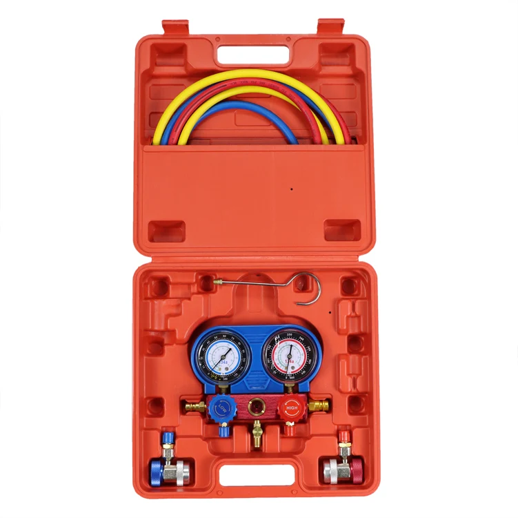 Air conditioning Cooling system car refrigeration hvac 4 way AC diagnostic manifold refrigerant gas r134a pressure gauge set
