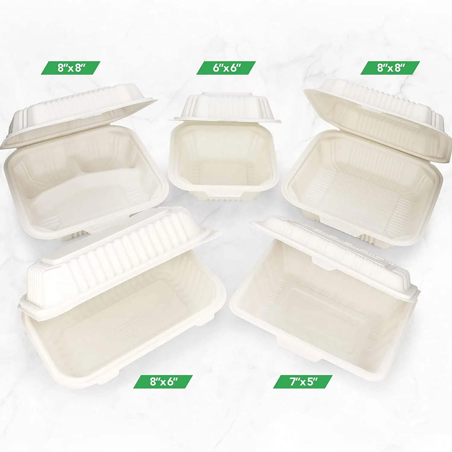 Disposable Food Containers Fast Meal Tray Biodegradable Lunch Box For Take Away Corn Starch Container
