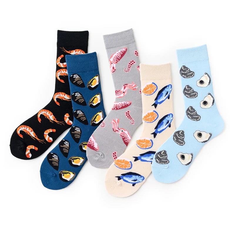 wholesale Autumn winter mens long stockings personality flower bird printed pattern socks knitted unisex stockings