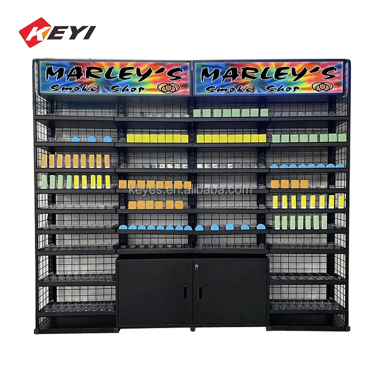 Customized Cigarette Display Racks America Station Smoke Shop Cigarettes Cabinet Cigarette Stands Display With Led Light