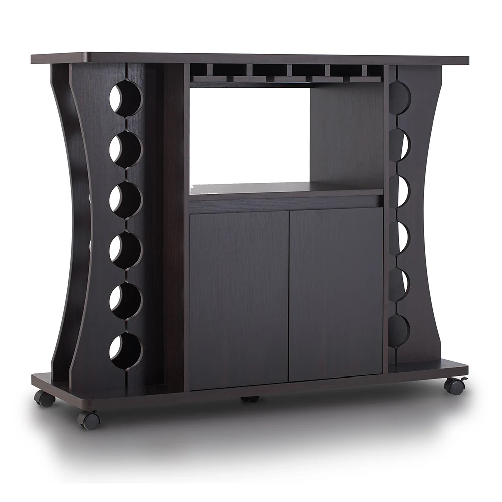 
Northlawn Espresso Buffet table with wood Wine Rack bar cabinet 