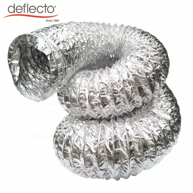 China Factory HVAC Dcut Aluminum Foil Fiberglass Added Flexible Air Duct Heat Insulation Exhaust Duct