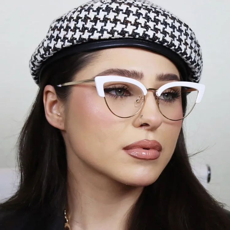 High Quality Cat Eye Half Frame Glasses Fashionable Anti Blue Light Optical Glasses Frame