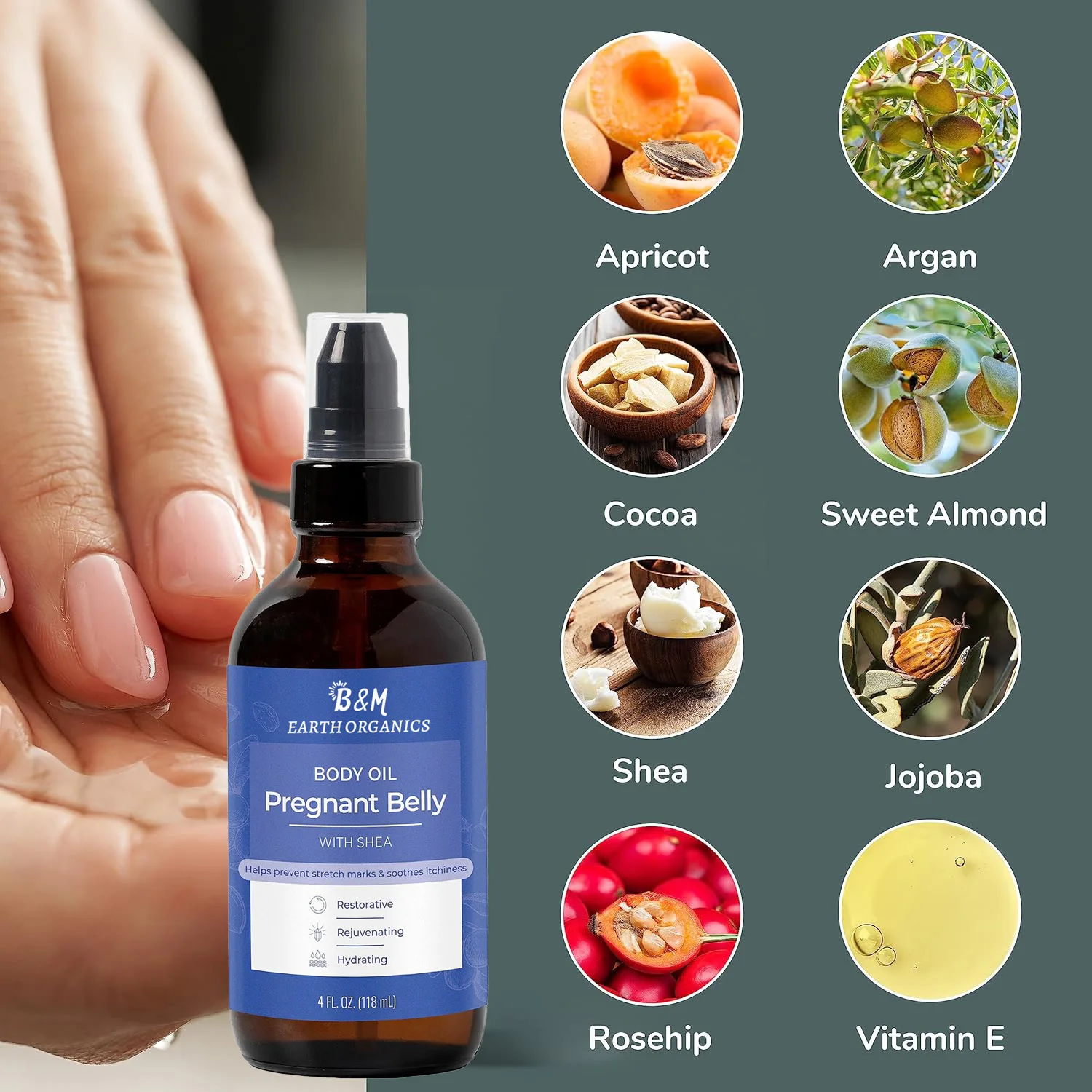 Pregnant Belly Body Oil with Shea Soothes Tight Itchy Feeling Skin Conditions and Nourishes