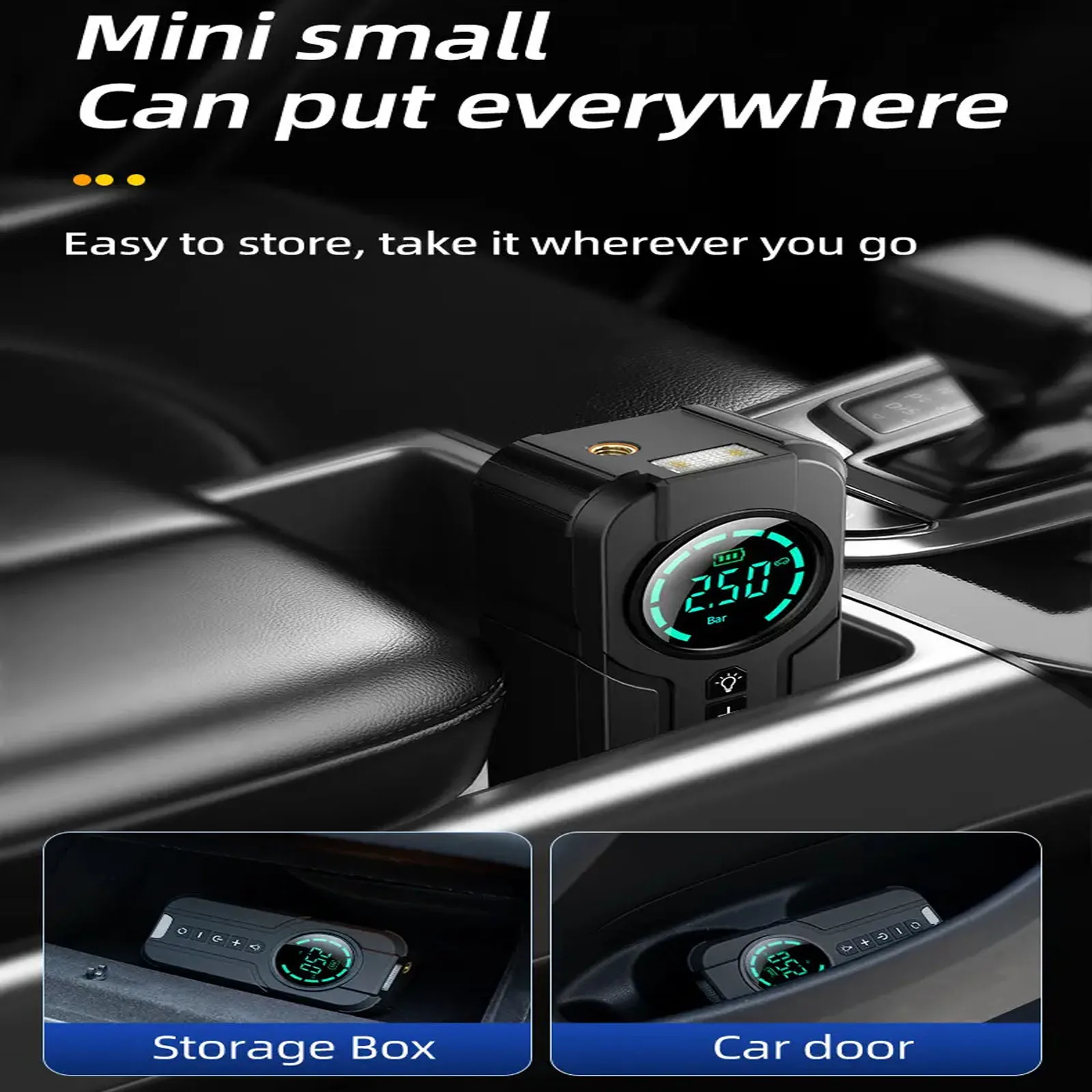 Kingshowstar 12V Portable Electric Mini Wireless Car Air Pump Inflator ABS Digital Tire Pressure Monitor Box Packed