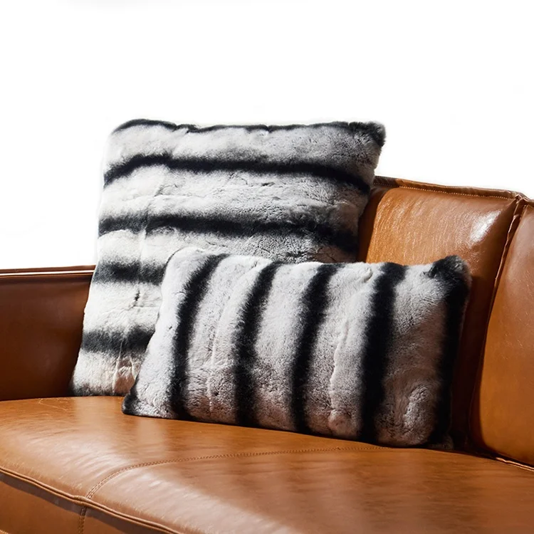 Chinese soft dyed chinchilla rex rabbit fur pillow fur fabric pillow cases