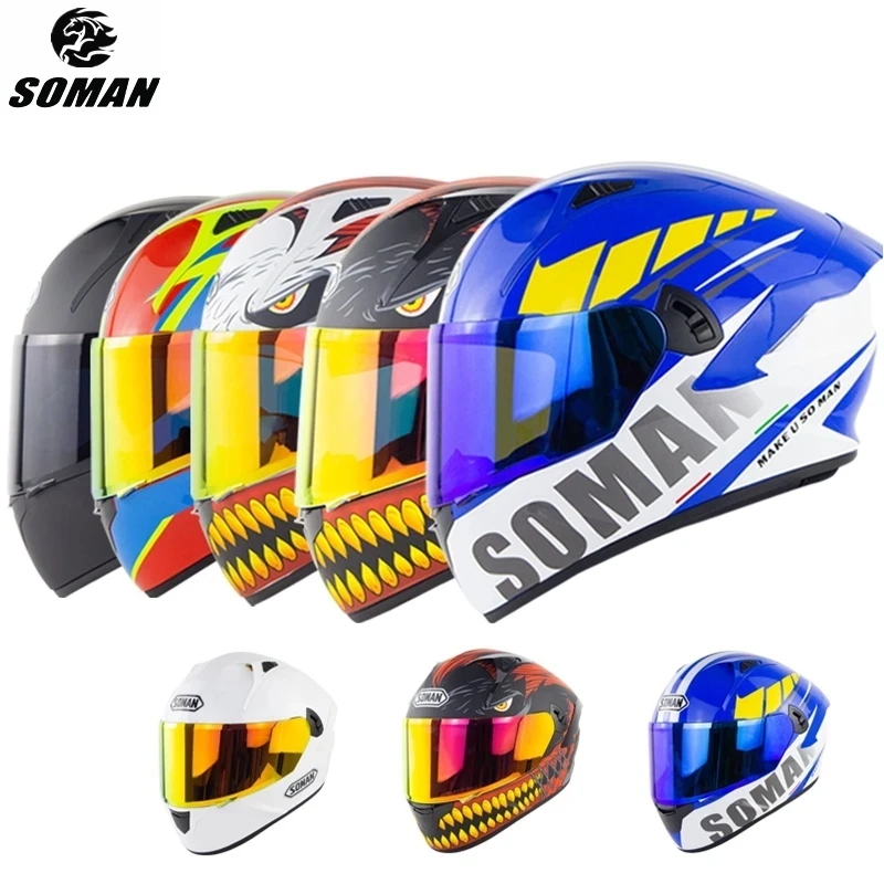 New Design DOT Full Face Off Road Motocross Cool Helmet Motorcycle Riding Racing Helmet With Sun Visor Dual Glasses