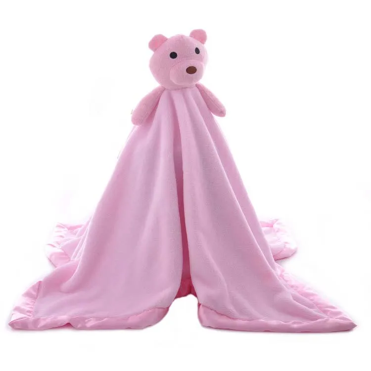 Wholesale cute cartoon bear comforter plush toy appease soothing towel flannel baby blanket