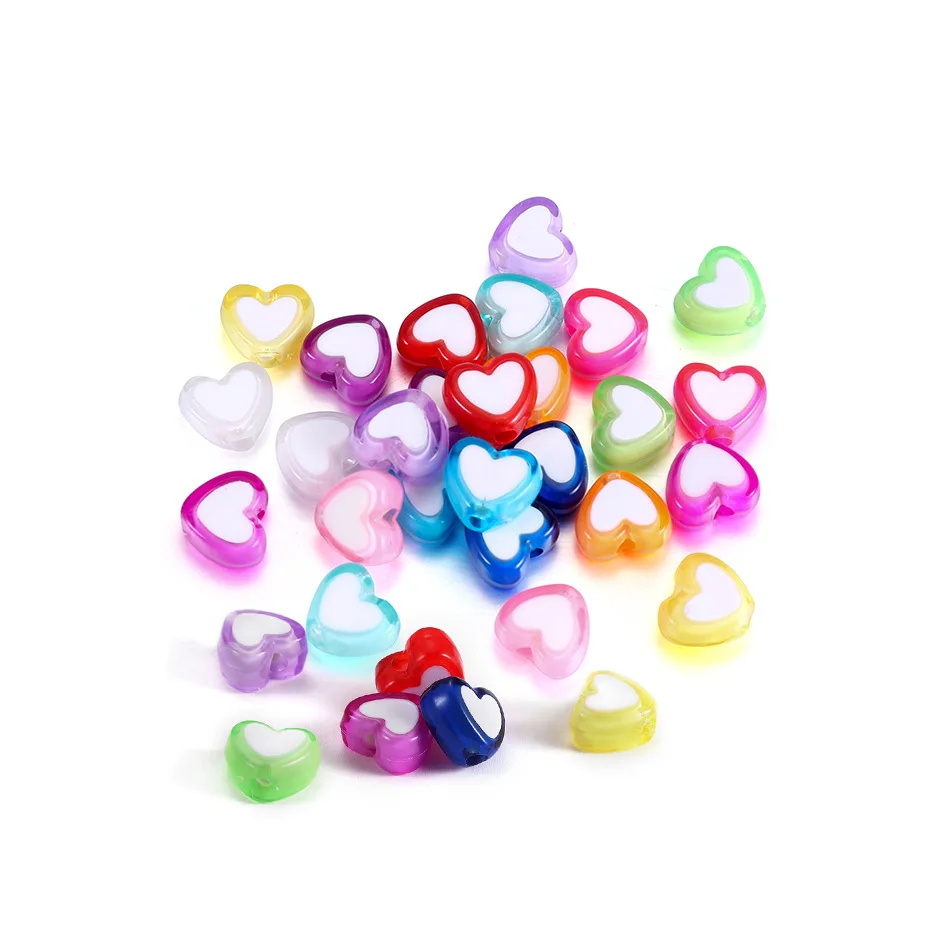Children Jewelry Diy Colorful Heart Acrylic Loose Bead