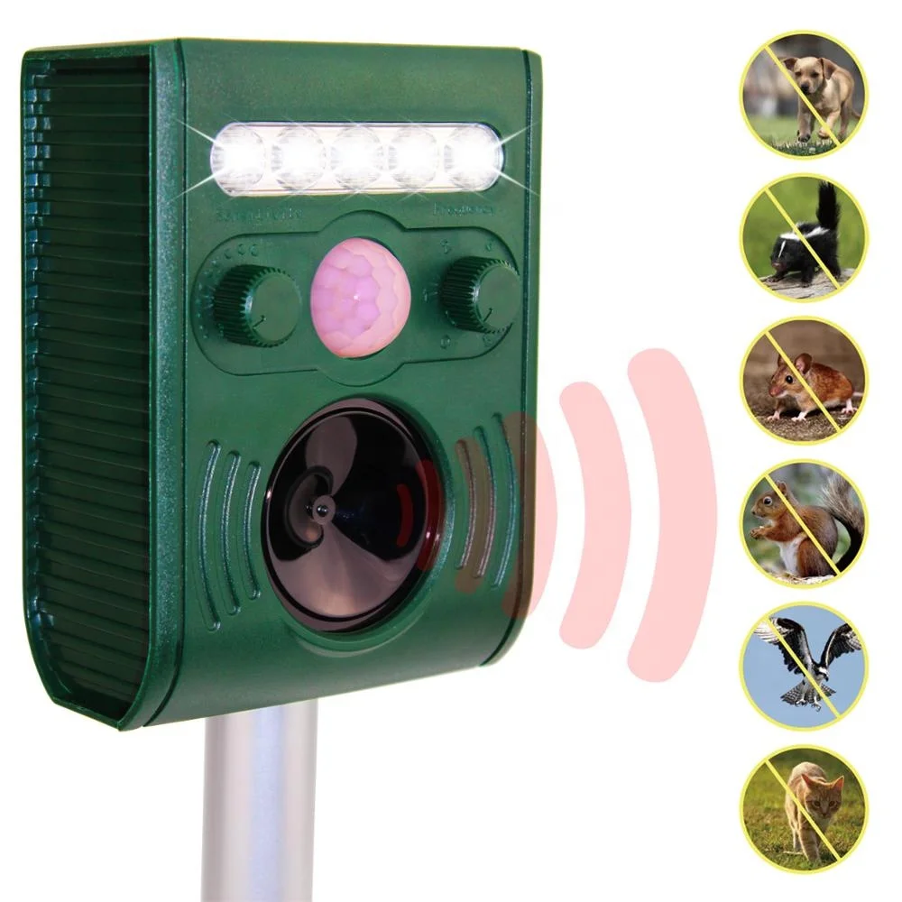 
GH-191B Outdoor solar powered sonic ultrasonic animal repeller cat repellent 