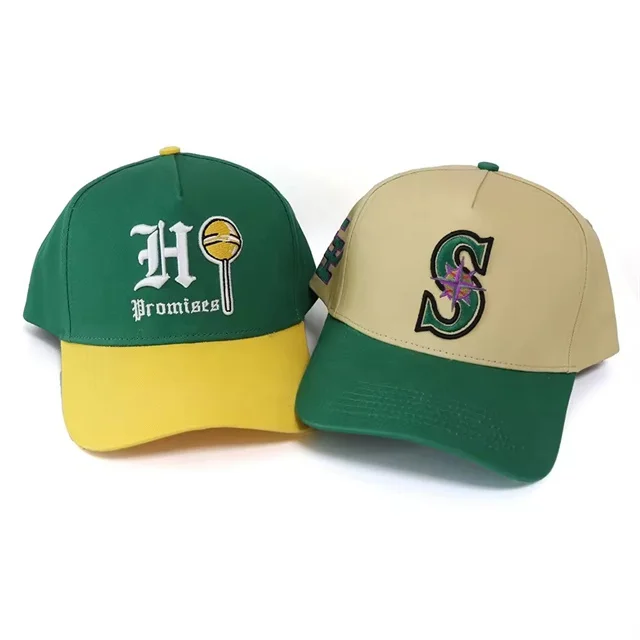 Custom Exclusive Designer Two-tone Gorra Sport Trucker Hat Cotton 3d Embroidery Plastic Strap Snap Back Baseball Cap