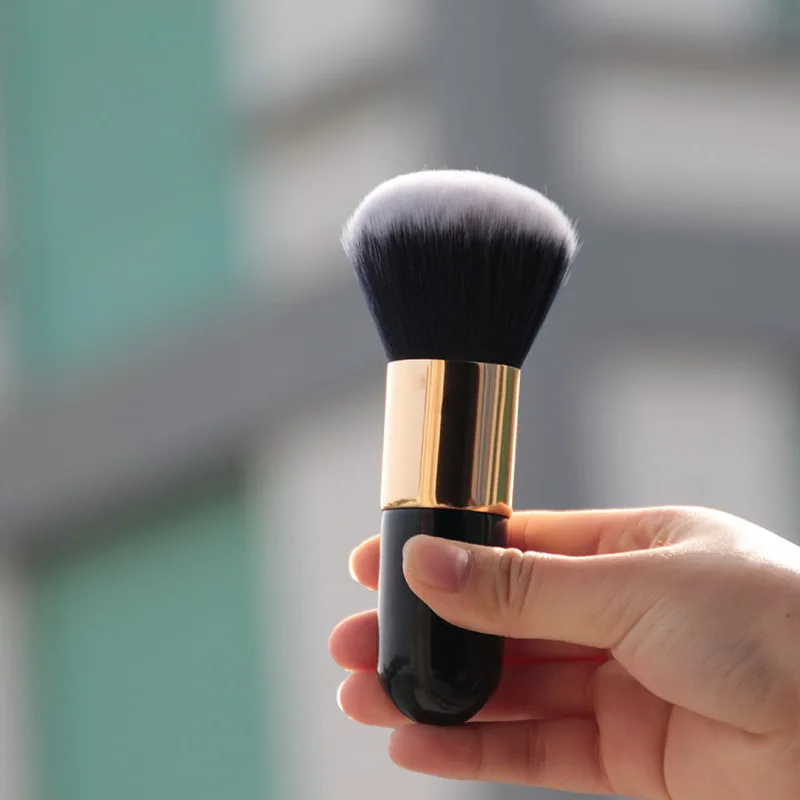 Custom Logo Low MOQ Big Large Powder Makeup Brush Soft Synthetic Hair Beauty Body Foundation Black Makeup Brush