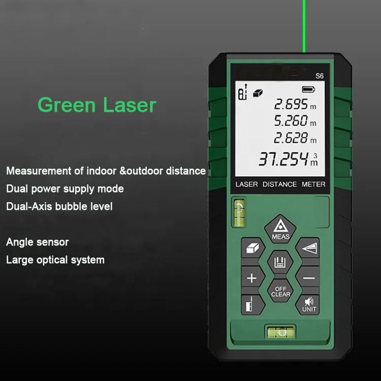 Rechargeable Green Laser Distanciometro Digital 60m 80m 100m Laser Distance Meter with Double Bubble Level