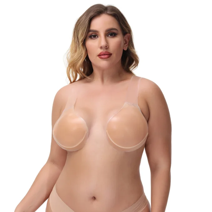 Oucheng Wholesale Plus Big Size Daily Backless Strapless One Piece Silicone Frontless Women Lifts Up Invisible Bra