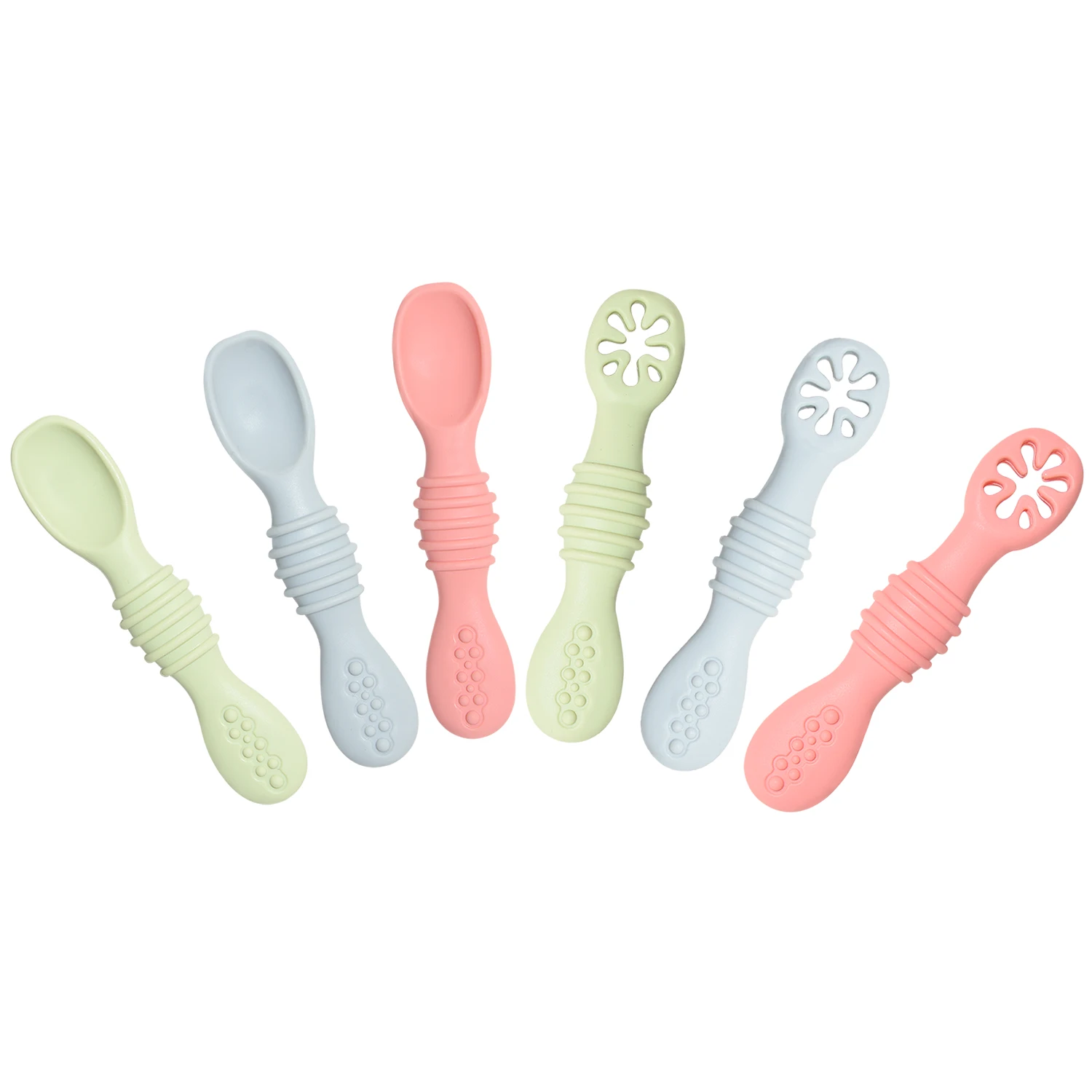 BHD BPA Free Soft-Tip First Stage Feeding Silicone Baby Training Weaning Spoons for Kids Toddlers Infants