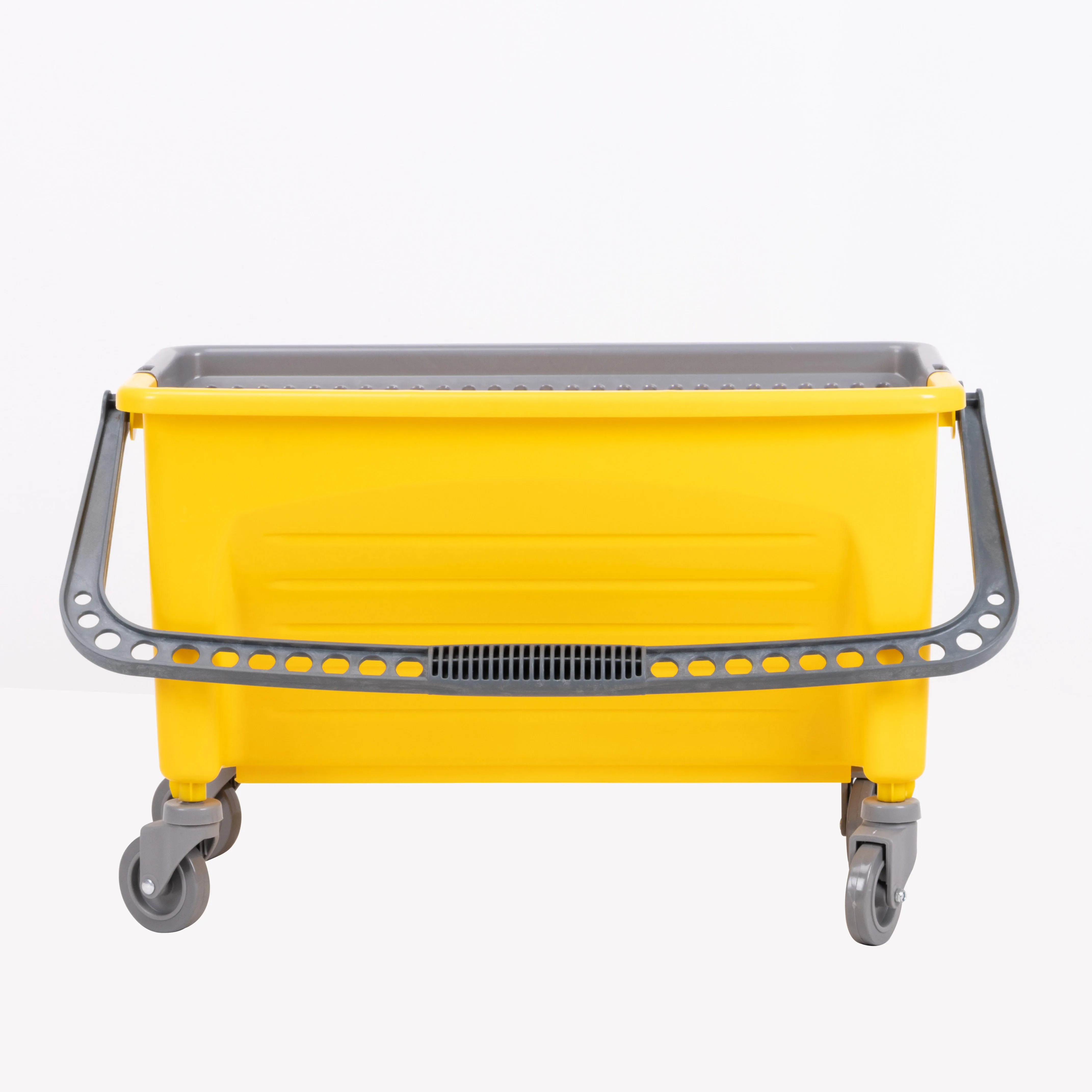 Yellow utility plastic flat mop cleaning bucket with wheels