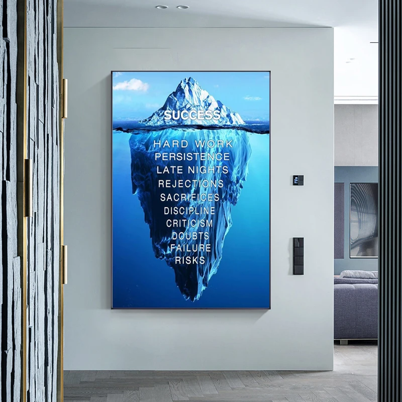 Classic Inspirational Quotes Iceberg of Success Canvas Paintings Posters and Prints Wall Art Pictures for Living Room Decor