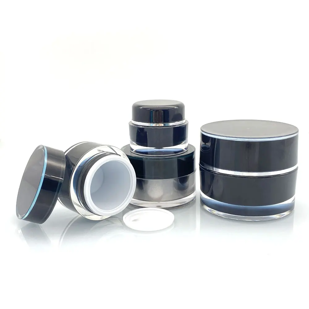 Luxury Manufacturers Acrylic Jar Skincare Cream Jar Packaging Cosmetic Plastic Custom Luxury 50g Empty Matte Black 1 Oz 15g