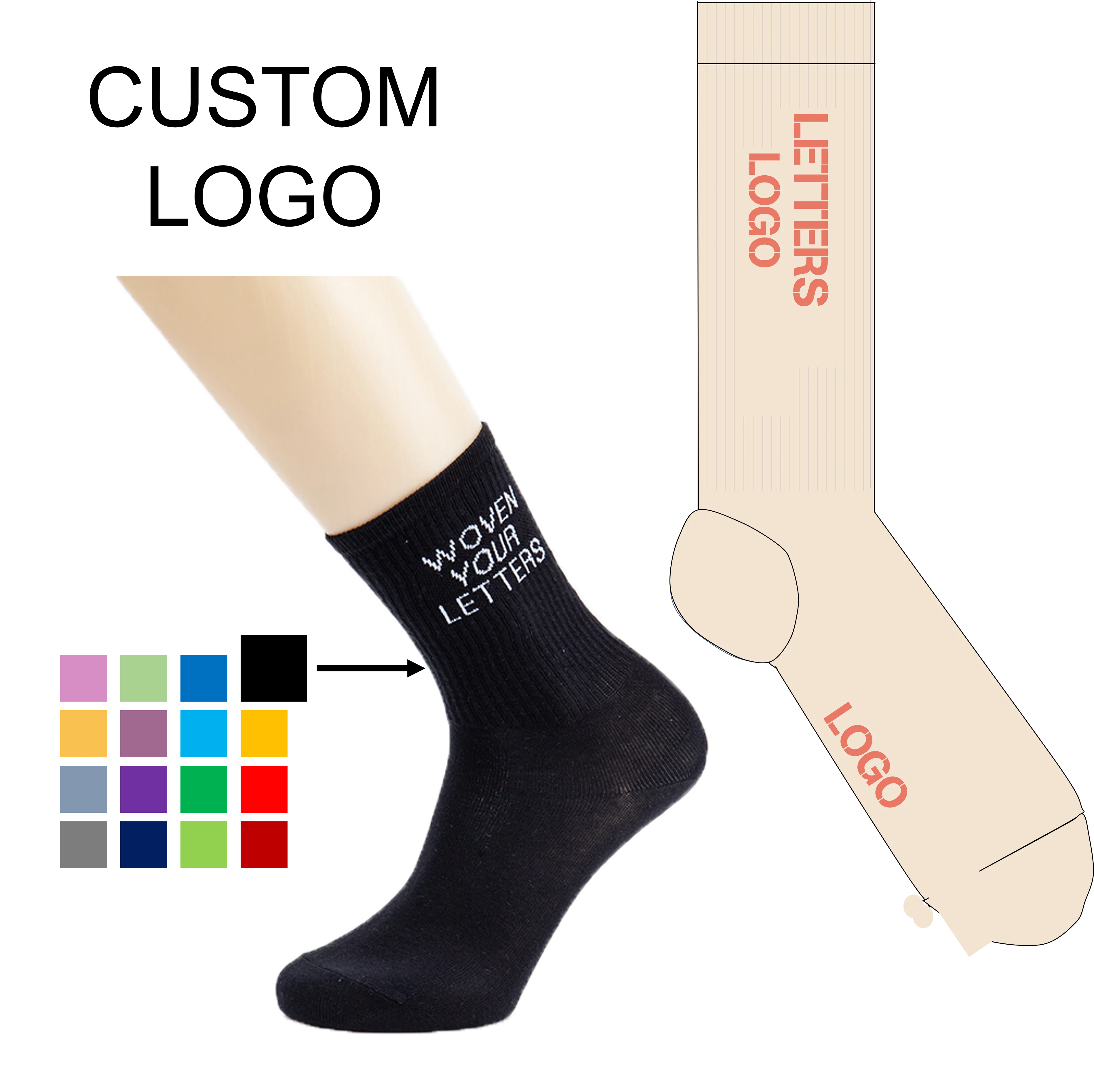 2021 высококачественные жаккардовые носки с вышивкой и логотипом, женские носки под заказ, женские короткие носки, оптовая продажа