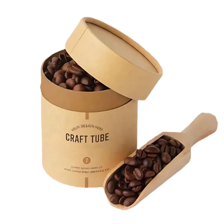 Custom printed cylinder cardboard round Kraft box craft coffee bean paper tube packaging for tea package