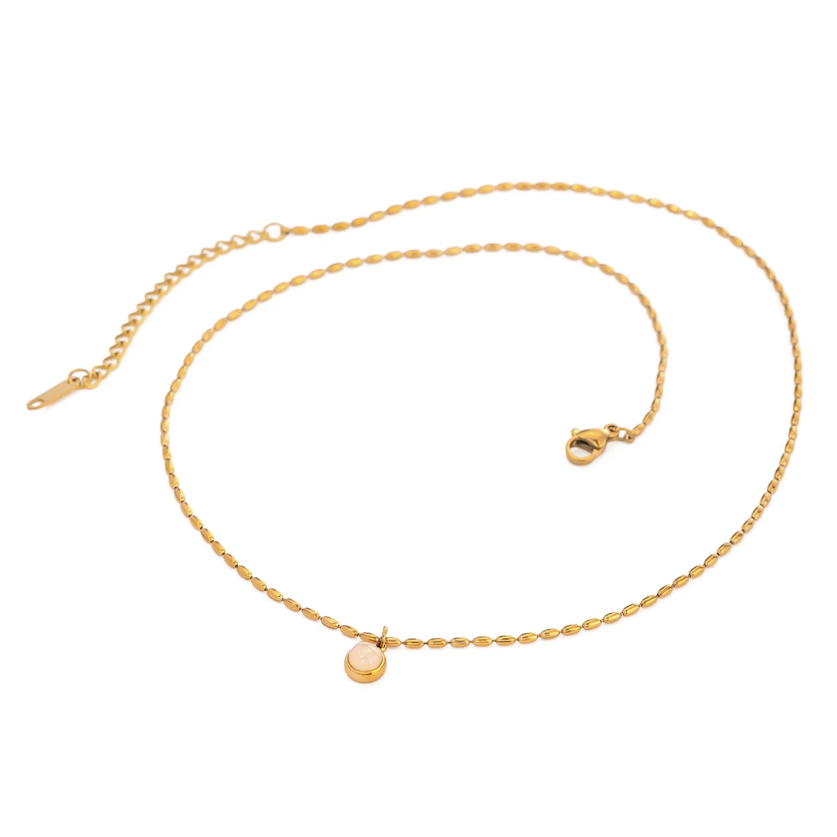 Old Fashion Natural Agate Pendant Bean Necklace 18K Gold Plated Stainless Steel Jewelry Necklace Popular