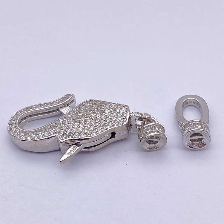 Lobster clasp with end cap inlaid zircon small hanging buckle environmental protection Platinum jewelry buckle accessories clasp