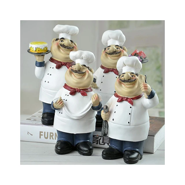 European Fashion Creative Retro Resin Chef Function Small Ornament Bar Cafe  Cake Shop Chef Home Decoration