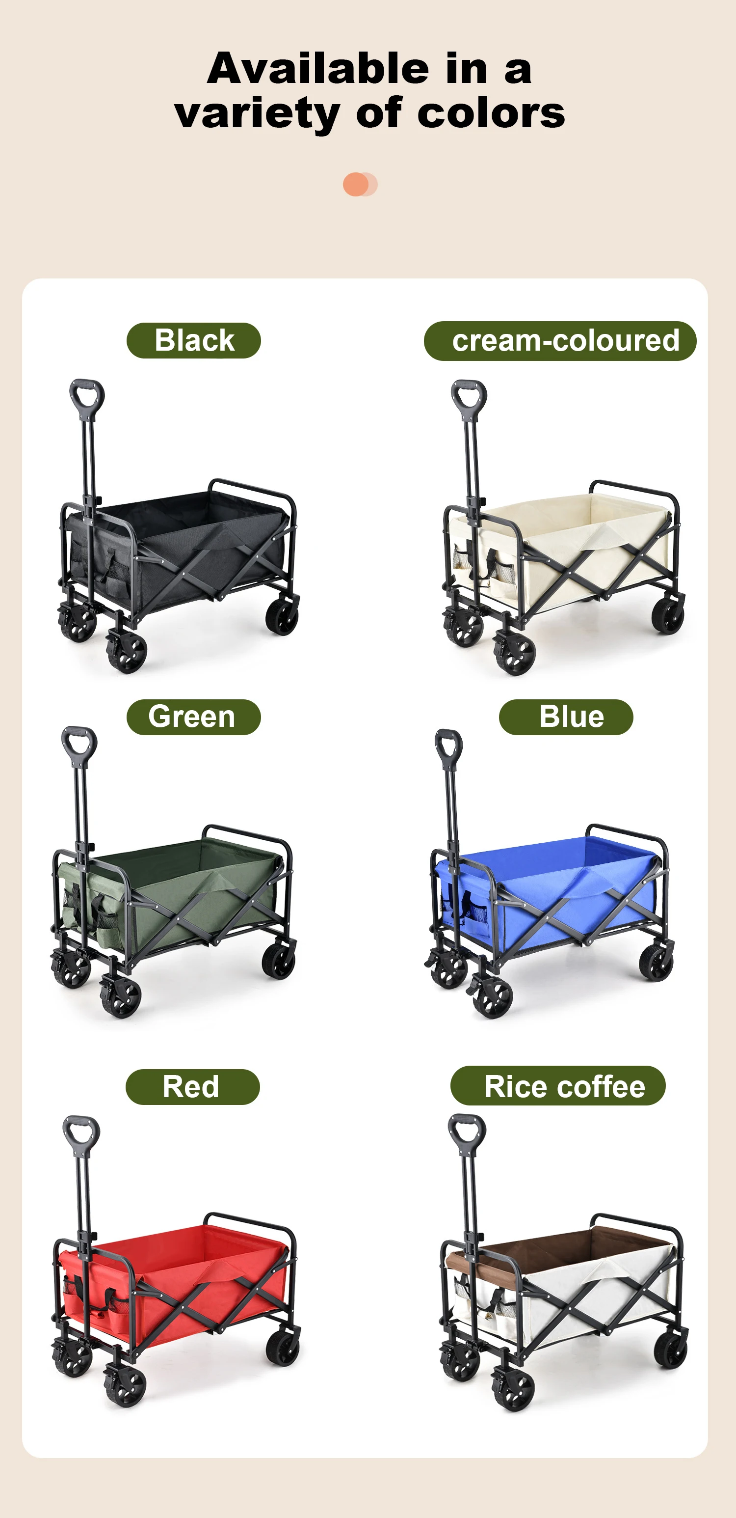 Outdoor Garden Beach Camping Trolley Cart Fishing Folding Camping Wagon Portable Shopping Tour Hand Luggage Cart Trolleys