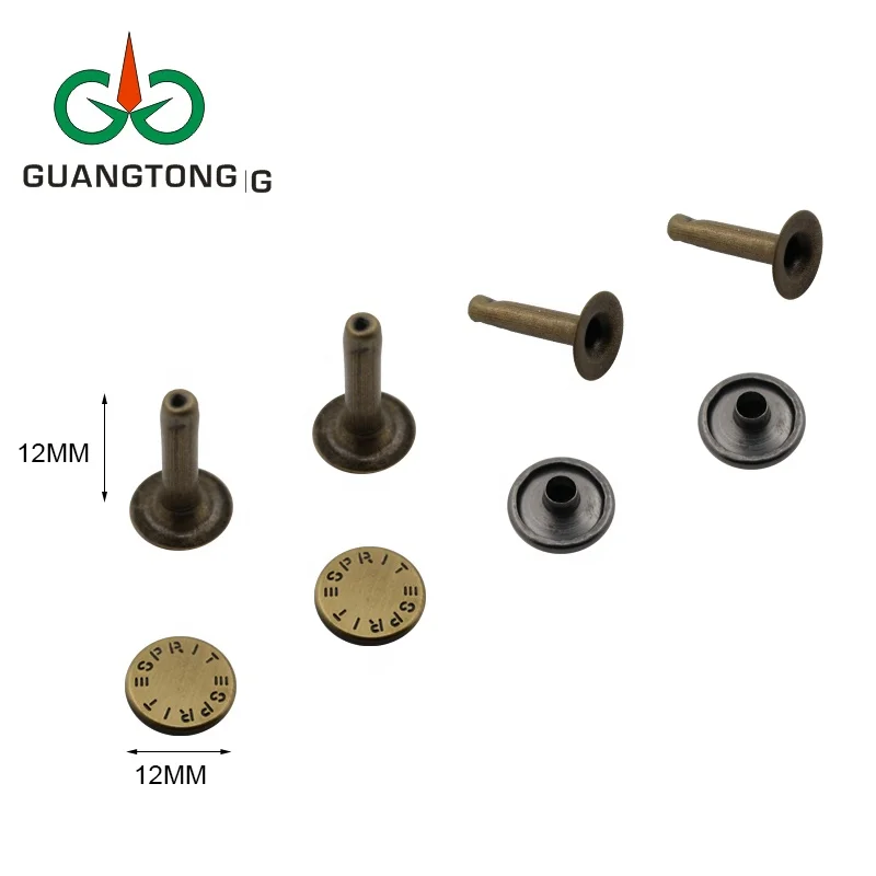 China rivets manufacturers leather decorative nickel free metal single cap 10 x 10 custom rivet logo