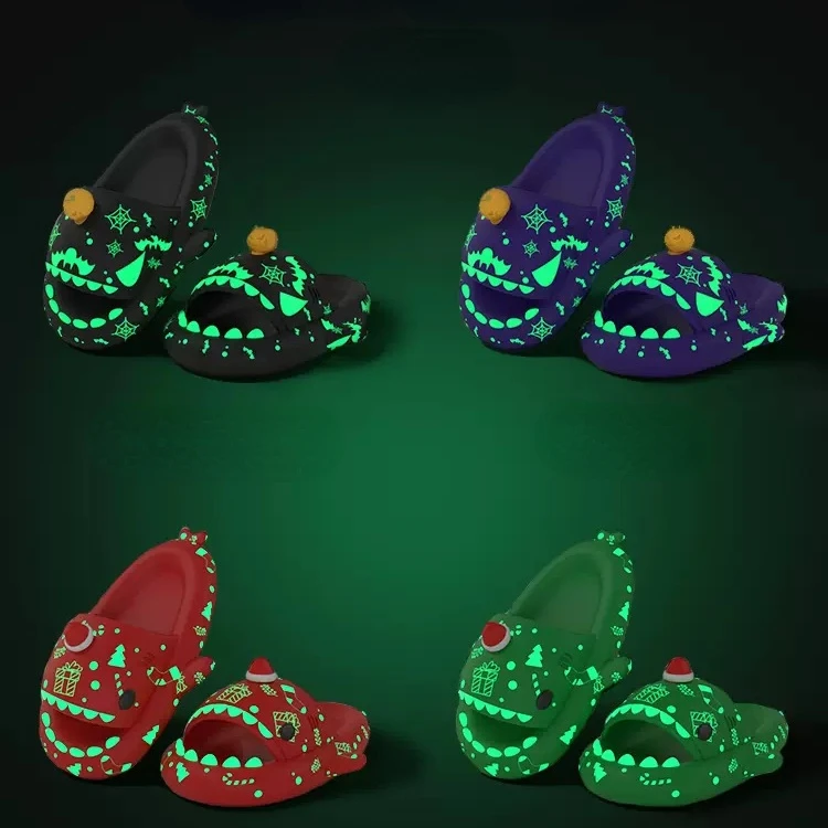 2023 Christmas Limited Shark Slipper Halloween Shark slipper female summer outside wear glow-in-the dark thick sole